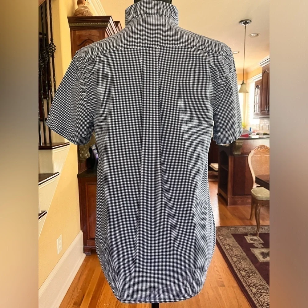 Ralph Lauren Navy White Check Button Down Shirt Size 14 16